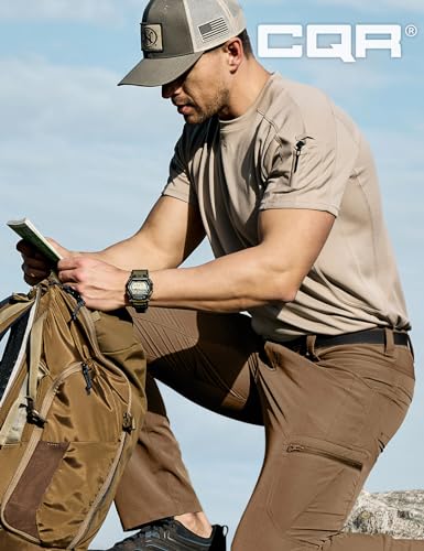 CQR Men's Quick Dry Tactical Pants, Water Resistant Outdoor Pants, Lightweight Stretch Cargo Work Hiking Pants - Image 4