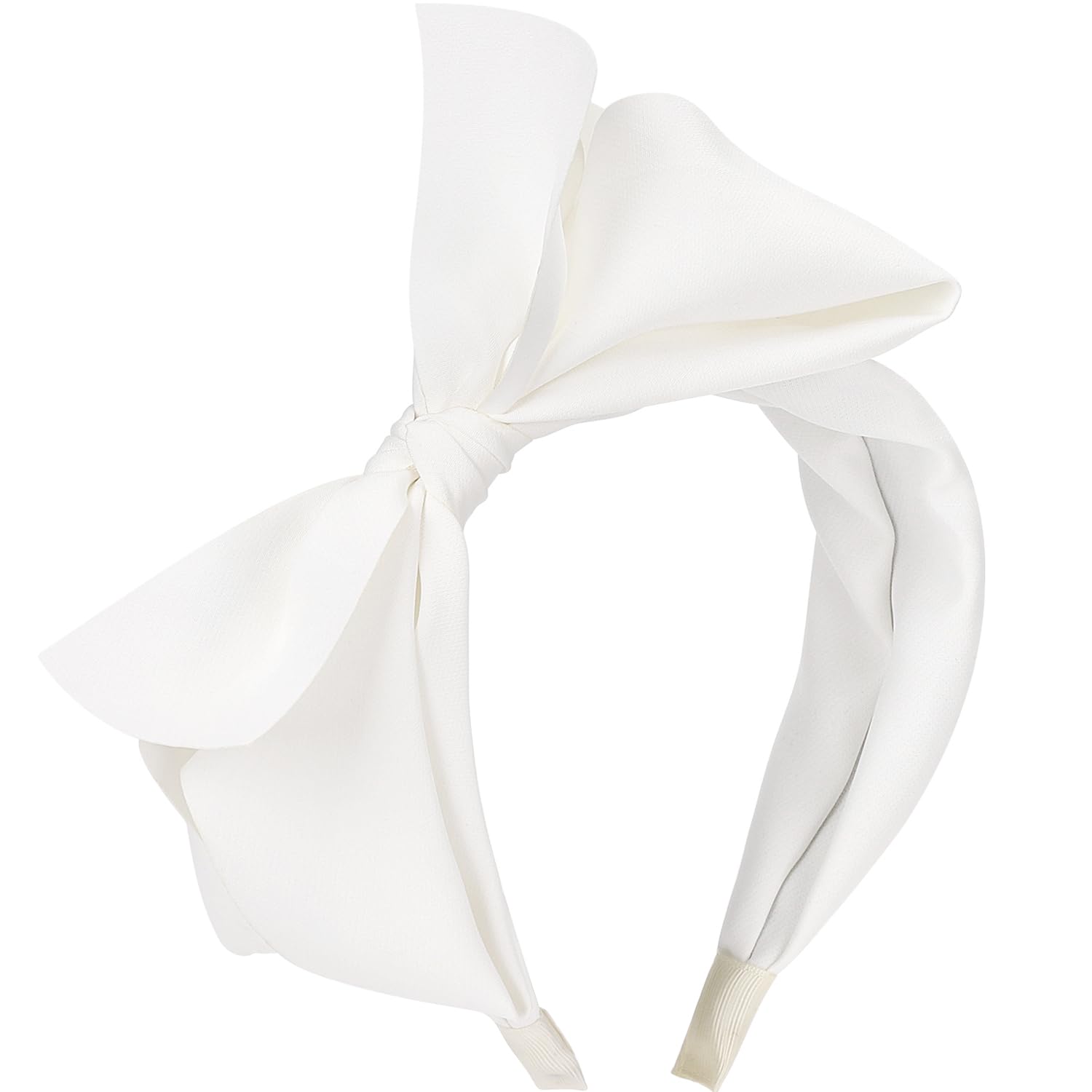WantGor Big Bowknot Headbands for Women - Wide Turban Hair Band Bows Accessories (White)