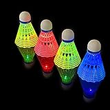 SUJHAL 4er-Pack leuchtende Badmintonbälle aus windfestem und spielbarem Nylon LED-Nachtlicht, das Badminton ausstrahlt LED-Nylon-Sport-Badminton LED-Nylon-Badminton-Set LED-Badminton-Set für Kinder