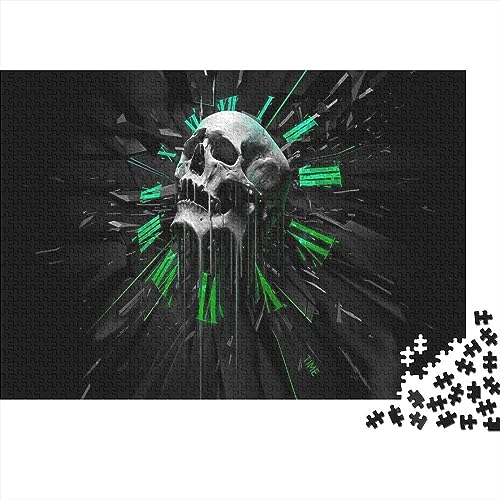 Puzzle 1000 pièces bois Art Skull 3D idée cadeau originale déco chambre ado adulte