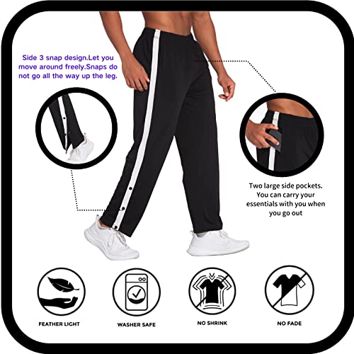 Deyeek Men's Track Pants Open Bottom Loose Fit Athletic Sweatpants Wide Leg Lightweight Basketball Warm-Up Pants Black #TOP1