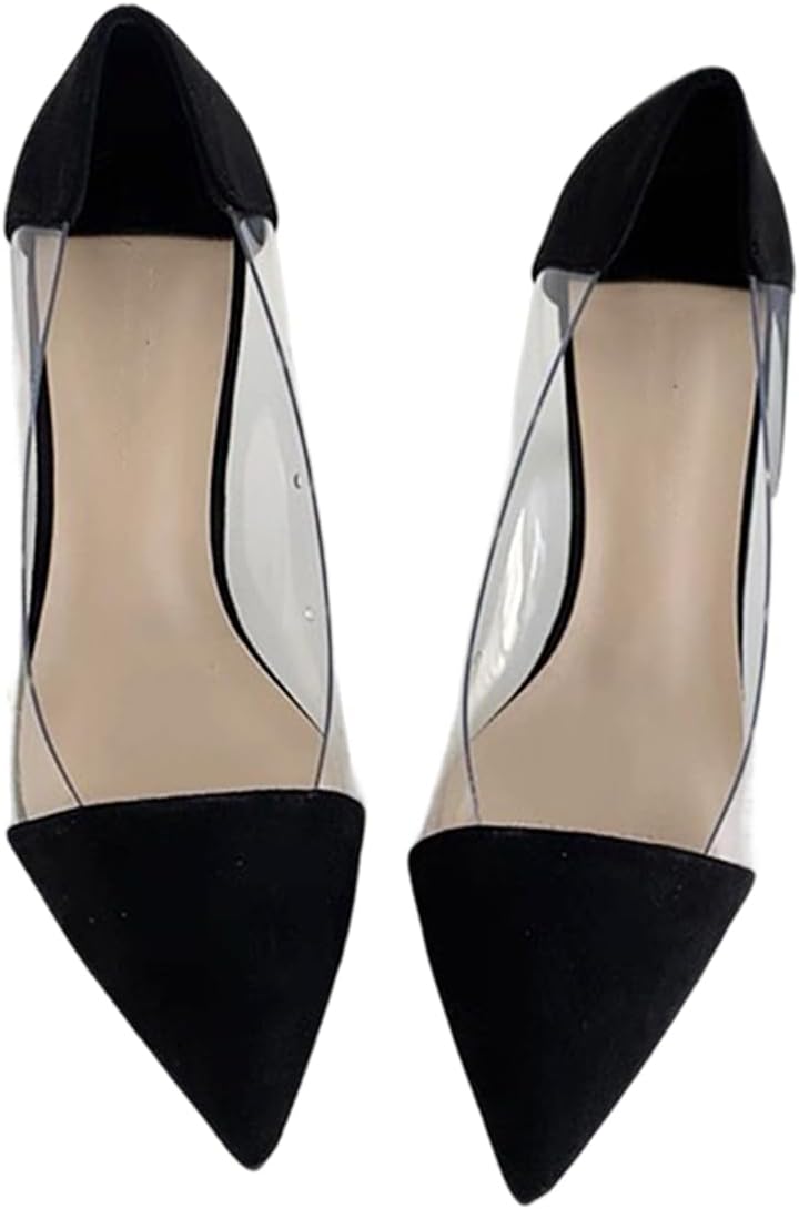 Clear Heels for Women Dressy Pointed Toe Stiletto High Heel Closed Toe Transparent Pumps Party Wedding Dress Shoes