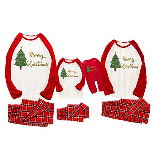 90sMuse Christmas Pajamas for Family Matching Winter Holiday Plaid Outfits Cotton PJS Sets for Boys, Girls, Mom & Dad (White Plaid Merry Christmas, Infant's - 0-3 Months)