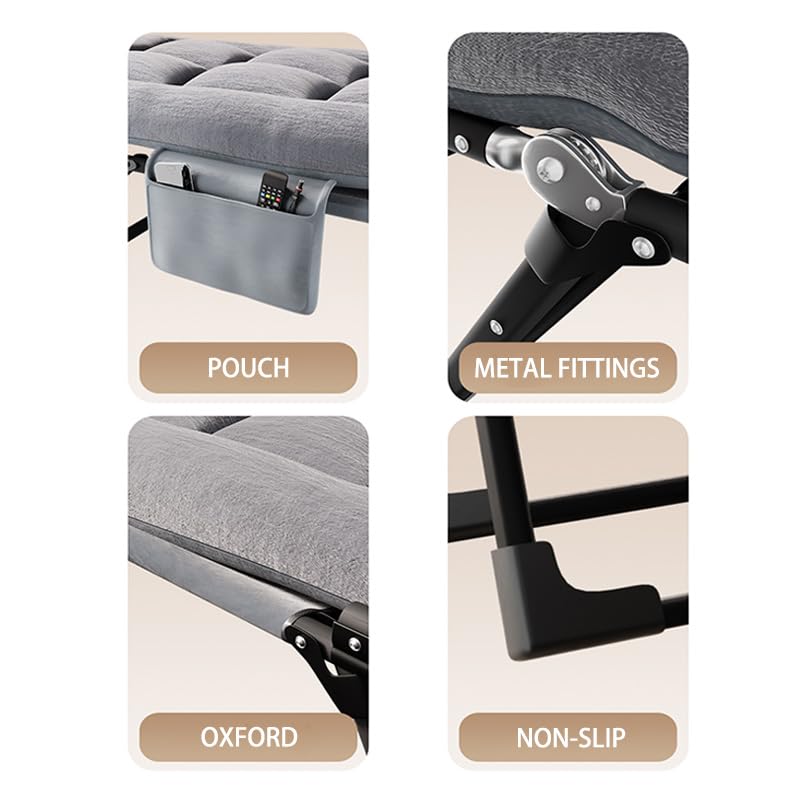 lit de Camp avec Matelas, 62cm lit de Camp Pliable 1 Personne Charge Jusqu'à 150 Kg pour Camping, Les Voyages, la Maison, Jardin,190 cm - Gris foncé