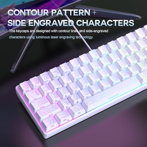 Image of Snpurdiri 65% Wired Gaming Keyboard, 68 Keys RGB Backlit Ultra-Compact Small Gaming Keyboard, for PC /Mac Gamer, Typist, Travel, Easy to Carry on Business Trip White