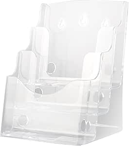 Fiauli 3 Compartments Folder Display Stands,Acrylic Table Brochure Stand,Optional Wall Mounted Document Stand,Magazine Holder For Wall Or Desktop A5 - View #3