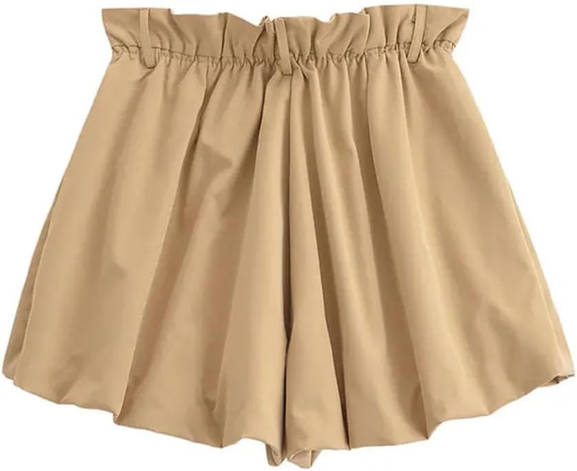 Women's High Waist Zipper Shorts Summer Outdoor Solid Casual Pants Office Ruffle Shorts