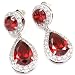 FC White Gold GP CZ Red Waterdrop Color Crystal Women Girl Dangle Tear Drop Earrings