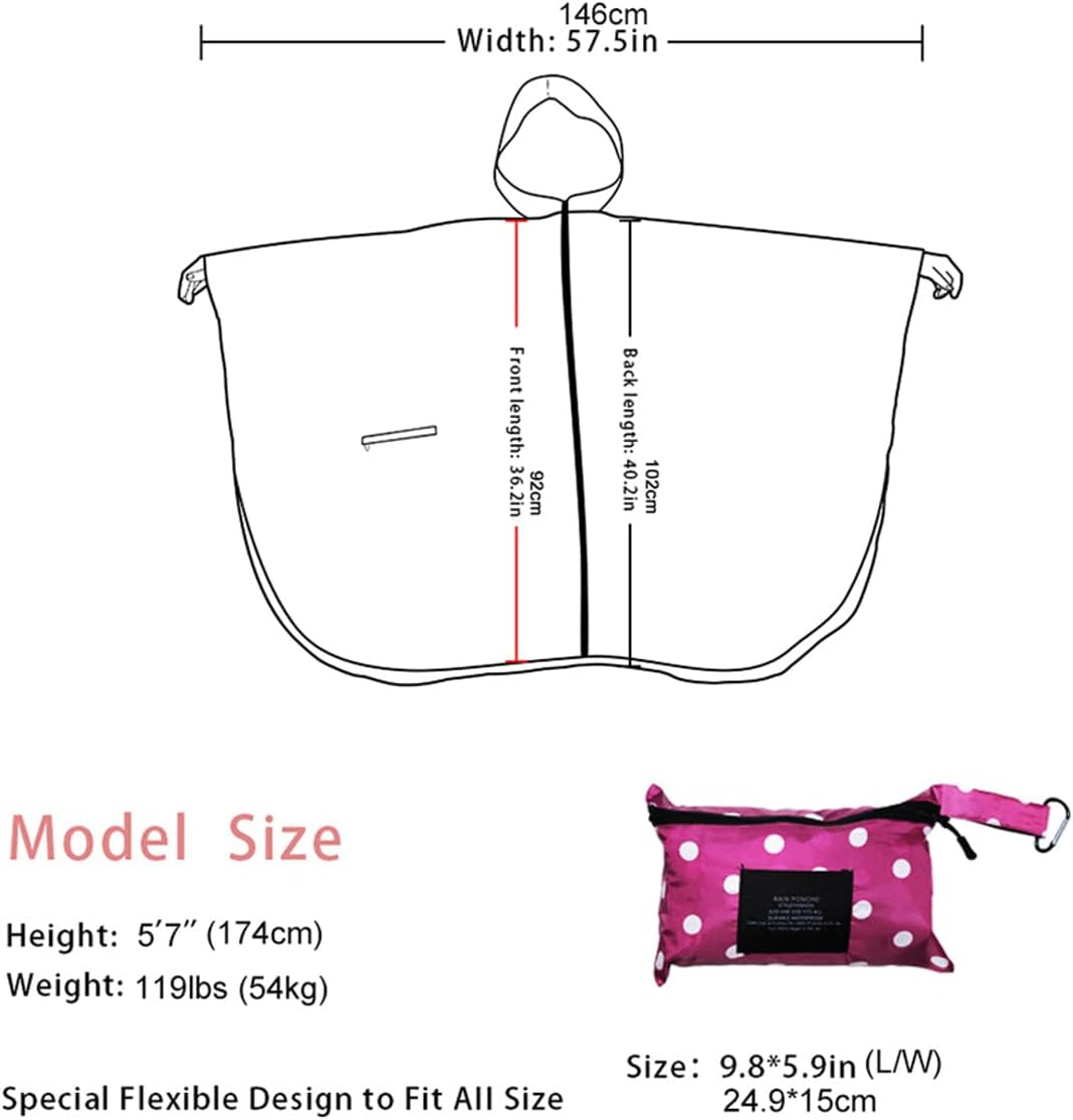 Fashion Hooded Rain Poncho Waterproof Raincoat Jacket with pocket for Women/Men/Adult - Image 2