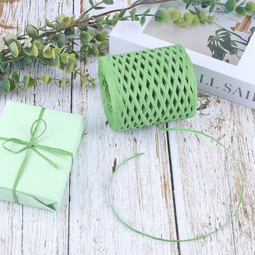 CRASPIRE 218 Yards Raffia Paper Ribbon for Wrapping Ribbon Green Packing Ribbon Raffia Twine String Packing Paper Twine for Christmas Wrapping DIY Craft - Image 4