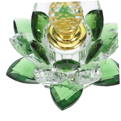 Flacon de parfum en verre cristal vert d'exception forme lotus épurée