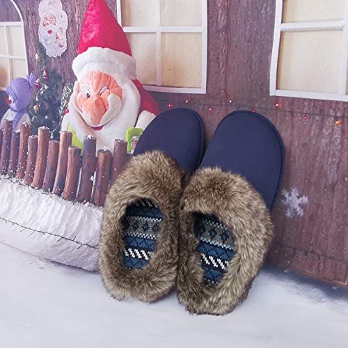 ofoot Womens Winter Warm Comfortable Moccasins Faux Fur Suede Slip On Slippers Mules Furry House Shoes4