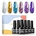 Vrenmol Gel Nail Polish Set 6pcs Soak Off UV LED Diamond Nail Lacquer Glitter Nail Art Manicure Kit 8ml