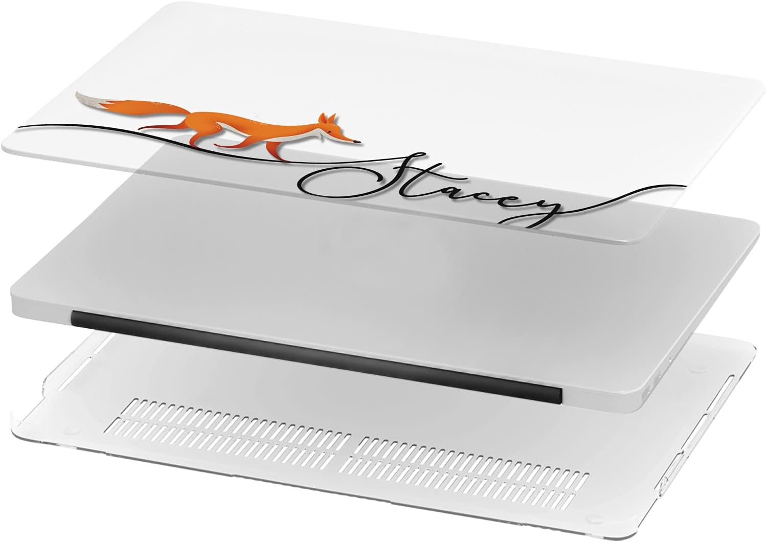 Mertak Hard Case Compatible with MacBook Pro 16 14 Air 15 13 inch M3 M2 M1 Mac 2024 2023 2022 2018 Name Adorable Animal Custom Touch Bar Plastic Cover Laptop Print Cute Protective Personalized Fox
