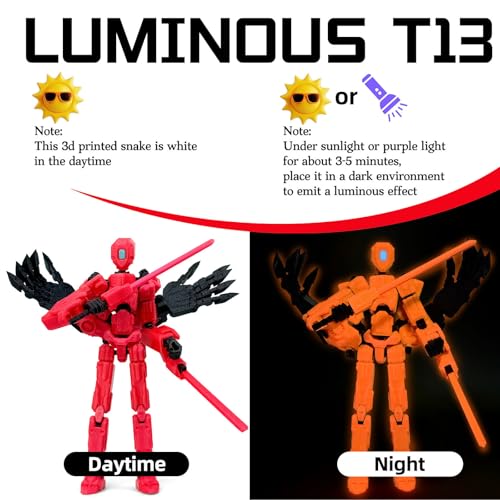 Binvin 8Inch T13 Assembly Completed Action Figure,3D Printed Multi-Jointed Movable Toy Nova 13 Action Figures Desktop Decorations for Game Lovers Toy (Red Emitting red Light) by Binvin - Used condition - Image 3
