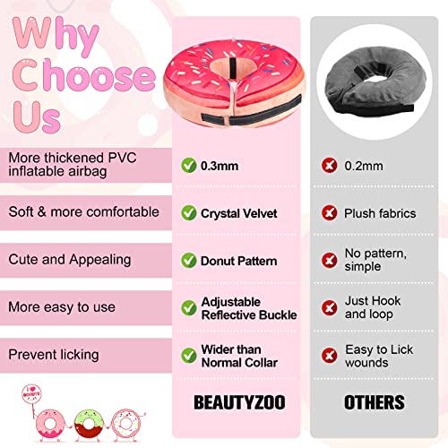 Image of BEAUTYZOO Dog Cone Alternative After Surgery for Large Medium Small Dogs, Soft Inflatable Cone Collar for Dogs Cats, Dog Neck Donut E Collar Dogs Recovery Collar to Stop Licking, Strawberry Pink, XL