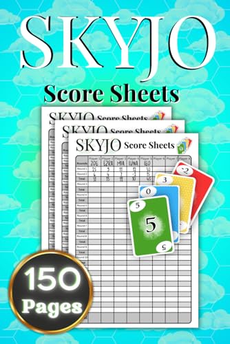 SKYJO Score Sheets: 150 Pages Score Pads | 6x9 Inches | Totals Rows for Easy Scorekeeping | Up to 8 Players