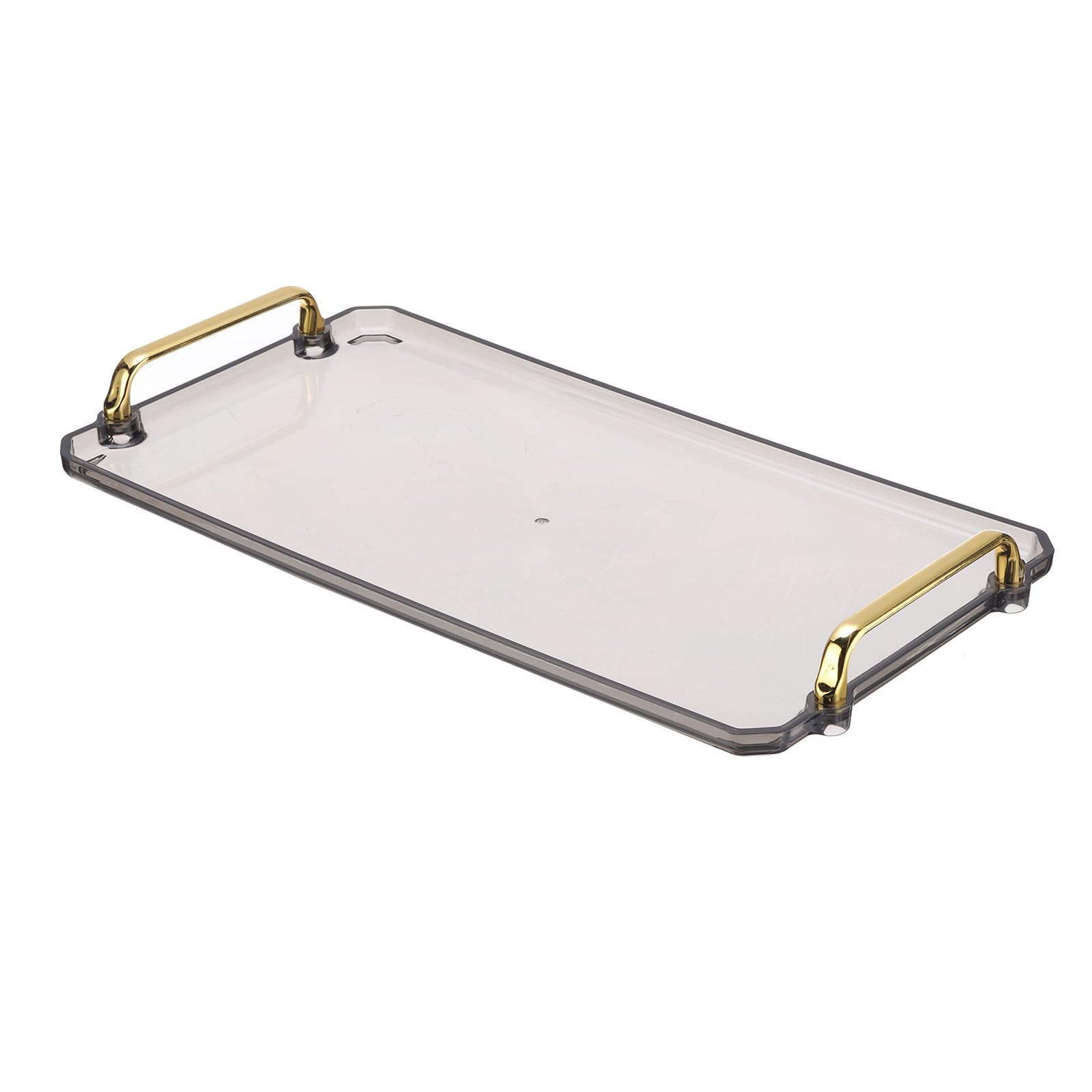 PATIKIL 16.1 x 8.7 Inches Plastic Serving Tray with Golden Handles
