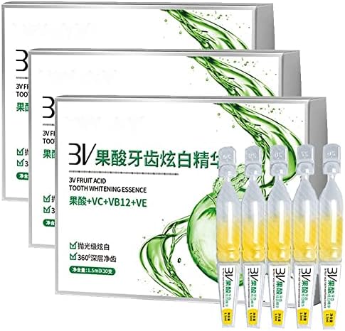 TLOPA Ampoule Toothpaste, Ampoule Essence Toothpaste, TLOPA Ampoule Tooth Serum, Teeth Whitening Gel, 3V Fruit Acid Teeth Whitening Disposable Essence, Removal of Tartar and Plaque (Color : 3PCS)