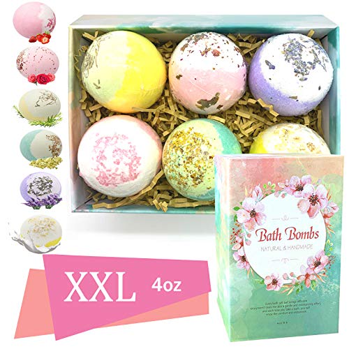Preisvergleich Produktbild 6 Stück Badebomben Geschenkset, Natürliche Badebomben für heiße Quellen und Schaumbäder, Geschenke für Frauen & Mädchen, Perfekt für Weihnachten, Valentinstag, Halloween, Muttertag, Jubiläum