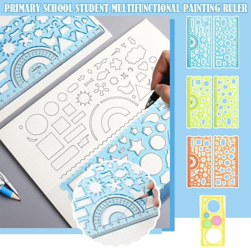 Image of Crackles Geometrical Multi Shape Stencil Spirograph 2 Pc | Geometric Ruler for Art & Craft| Scrapbooking, DIY Projects, Drawing Stencil for Home, School, Office (Pack of 15) Ideal for Return Gifts