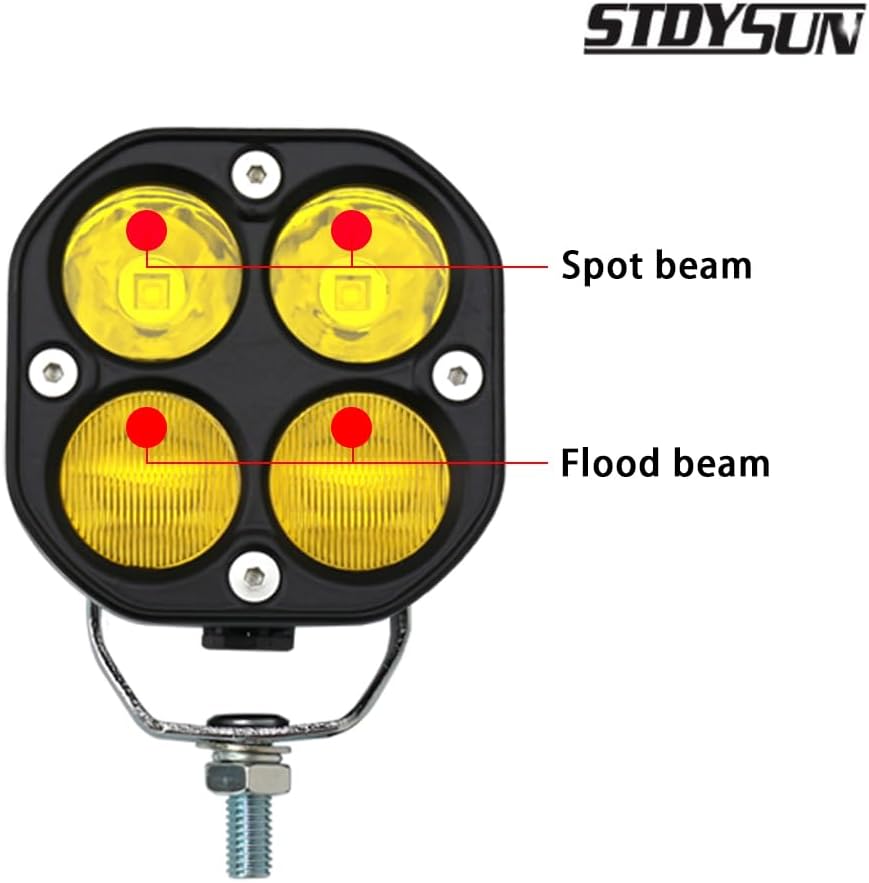 STDYSUN LED Combo Yellow Pods Lights 2Pcs 3Inch 40W Waterproof Yellow Driving OffRoad Fog Work lamp For Wrangler Offroad 4X4 Auto Car Jeep Truck ATV UTV Boat Motorcycle
