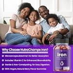 Iron Gummies with Vitamin C | 10mg Iron Per Gummy | Iron Supplements for Women & Men | Vegan Gummies | Blood Cell Formation Support | Energy, Focus, Immune Support | Vegan & Non-GMO (1)