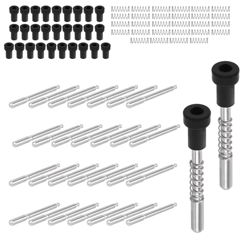 30pcs Window Screen Clips 5/32 x 1-1/2 Aluminum Alloy Screen Retainer Latches Plunger Pins with Caps and Springs for Home Window Screens Replacement Hardware Parts