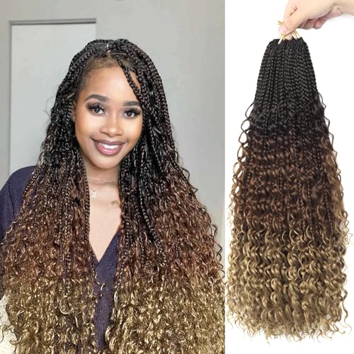 Diha Goddess Box Braids Crochet Hair With Curly Ends 18 Inch