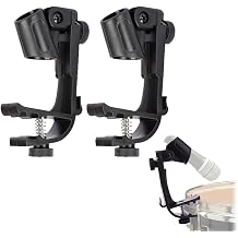 Universal 2PCS Drum Microphone Clip, Professional Shock-Resistant Rim Mount Holders for Snare, Tom & Percussion,Adjustable Height & Angle Mic Clamps,Professional Drum Accessories for Live & Recording