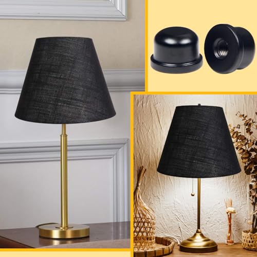 Image of Black Lamp Finials Lampshade Finial Caps Tapped of Tops for Lamp Shade Harp Lamp Finial Knob Lamp Parts and Lighting Accessories Finial 8 Pack
