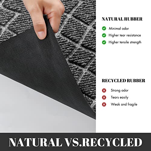 Yimobra Durable Front Door Mats, Heavy Duty Water Absorbent Mud Resistant Easy Clean Entry Outdoor Indoor Rugs,Non Slip Backing, Exterior Mats For Outside Patio Porch Farmhouse, 29.5 X 17, Black Gray #TOP5