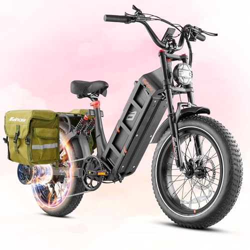 eAhora 2025 Juliet Electric Bike for Adults Peak 1200W Ebike 48V/60Ah 100-200Miles Long Range E Bikes 20" Fat Tires Full Suspension Electric Bicycle Black+Bag