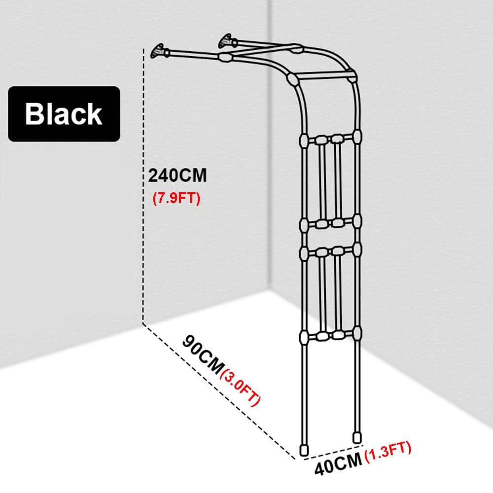 Metalowa kratka ogrodowa, montowana na ścianie, pera, do pnących róż i roślin, ciężka, odporna na warunki atmosferyczne, wsparcie, wysokość 240 cm, czarna, wys. 60 x wys. 240 cm