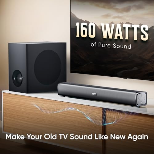 Image of Mivi Fort H160 Soundbar, [Newly Launched]- 160 Watt Home Theatre Sound Bar, 2.1 Channel, 2 in-Build Speakers and 1 External Subwoofer, Multiple EQ & Input Modes, Made in India Soundbar for TV