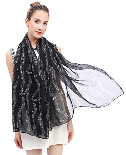 Lina & Lily Musical Notes Print Women's Scarf Shawl Wrap Lightweight3