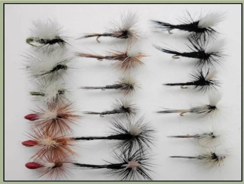 18 Pack Parachute Dry Flies - Mixed Colours, Choice of Size, fly fishing (18, Mixed)