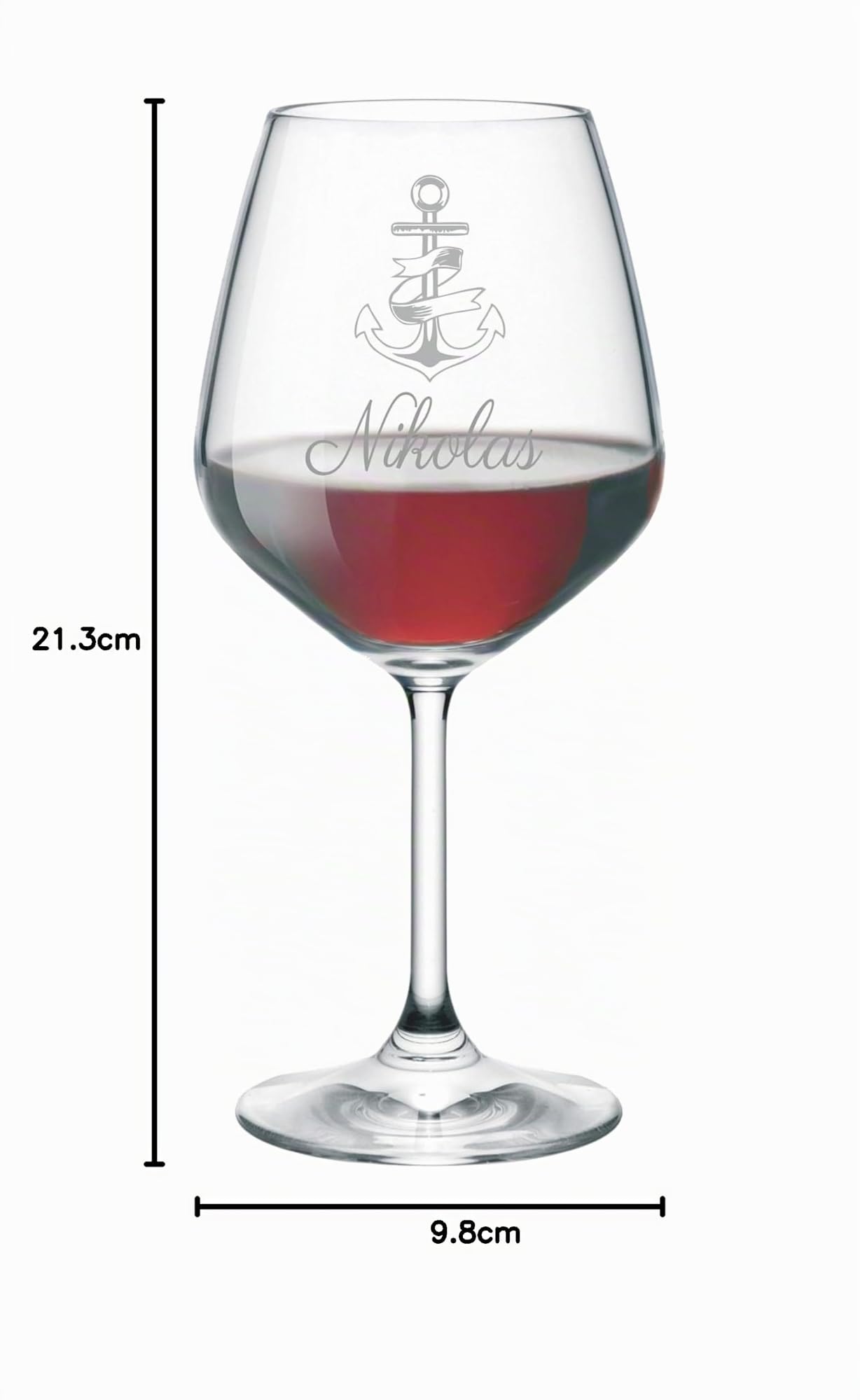Bicchiere da vino personalizzato, calice da vino rosso inciso al laser, 530 ml, set da vino personalizzato con nome, iniziali e data, migliore idea regalo – Quantità (2)
