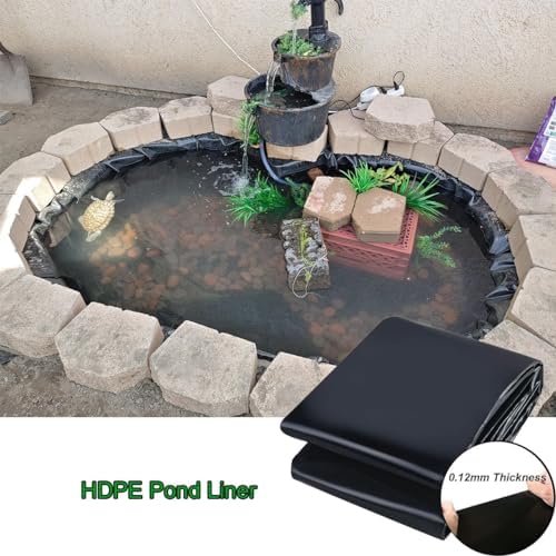 Pond Liner, HDPE Pond Lining 7x10 FT 13x20 Ft 10x16Ft 3x3 Ft Pond Liners for Outdoor Ponds, Pond Liners for Fish, Water Garden, Fountain, Waterfall(Size:20x20ft)