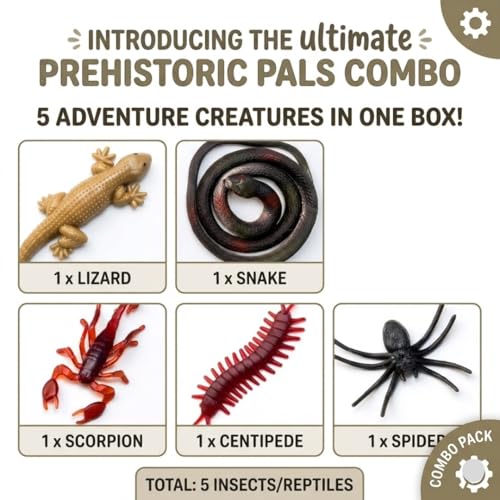 Image of (Pack of 5) Insect Prank Toy Set for Kids - Realistic Fake Insect Toys (Lizard, Cockroach, Centipede, Snake, Scorpion) | Rubber Prank Toy Combo Pack | Funny Scary Prank Toys | Birthday Return Gift