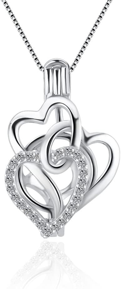 925 Sterling Silver Trinity Heart Cage Pendants Crafting Charm for DIY Necklace Bracelet Jewelry Making