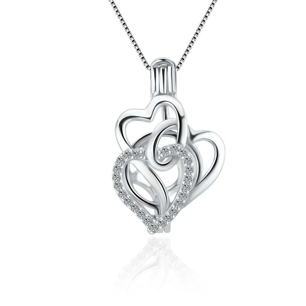 925 Sterling Silver Trinity Heart Cage Pendants Crafting Charm for DIY Necklace Bracelet Jewelry Making