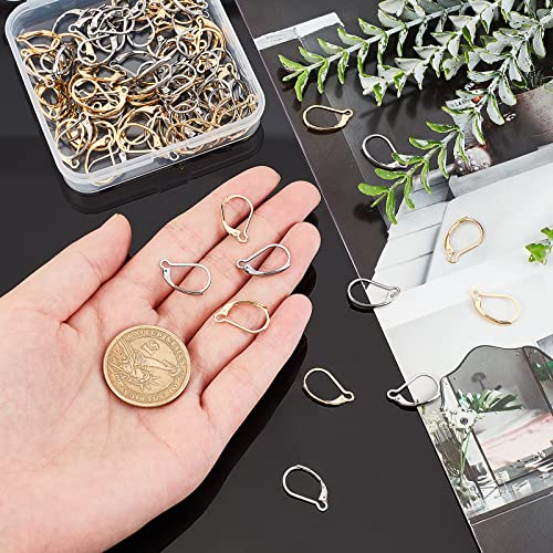 Beebeecraft 100Pcs Leverback Earring Findings 24K Gold Plated Stainless Steel French Earring Hooks 16X10mm Interchangeable Dangle Ear Wire Findings for Jewellry Making (Pin: 0.04 inch(1mm) - Image 3