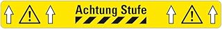 AnTina TAPES® Warnmarkierung Achtung Stufe als Sicherheitsmarkierung, stark selbstklebend, rutschsichere Anti-Rutsch Bodenmarkierung R10 (Achtung Stufe, 75x600mm)