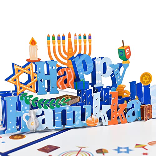 Greeting Art Hanukkah Greeting Cards, Happy Hanukkah Pop Up Card, 3D Greeting Card, Jewish Holiday Cards, Hanukkah Cards For Kids,7.87X5.9Inch #TOP17