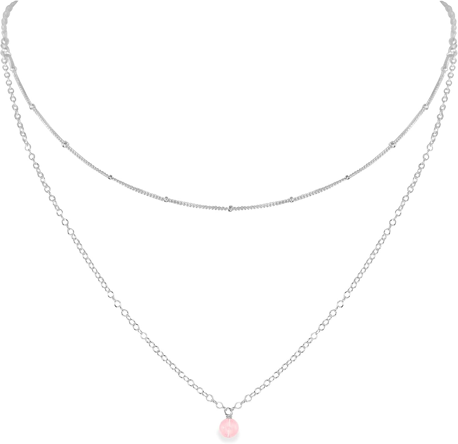 Luna Tide Rose Quartz Layered Choker in Sterling Silver