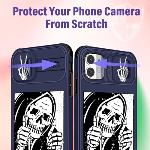 Image of Funermei (2in1 for iPhone 11 Case for Women Cute Skull Skeleton Phone Cover Teen Boys Girls Funny Gothic Spooky Scary Horror Fun Design with Camera Cover Funda for Apple for iPhone 11 Case