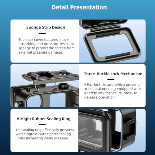 Image of Waterproof Housing Case for Action 4 /5 Pro, 60M Underwater Depth, Aluminum Alloy Construction, Dual Cold Shoe Design (YH-SF15004)