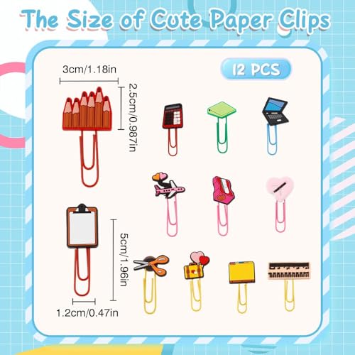 Juego De 12 Clips De Metal, Clips Para Libros, Material De Papelería, Para Profesores Y Estudiantes, Para Marcar Páginas, Material De Papelería Para La Oficina, La Escuela Y El Hogar - imagen 2