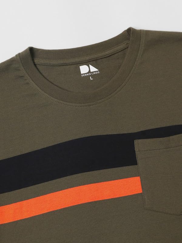 Image of Dennis Lingo Men's Cotton Round Neck Tshirt, Slim Fit Half Sleeves